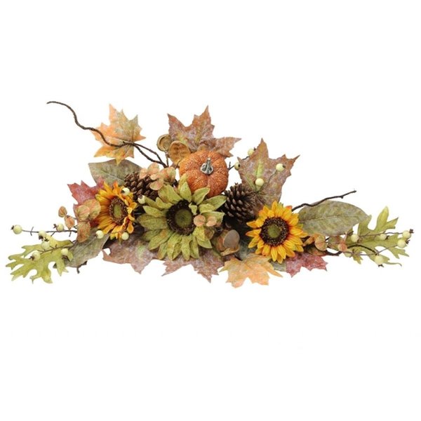 Adlmired By Nature Admired by Nature GFW6003-NATURAL 30 in. Artificial Sunflowers; Pumpkins; Pinecone; Maple Leaves & Berries Fall Festive Harvest Display Swag; Green & Autumn GFW6003-NATURAL